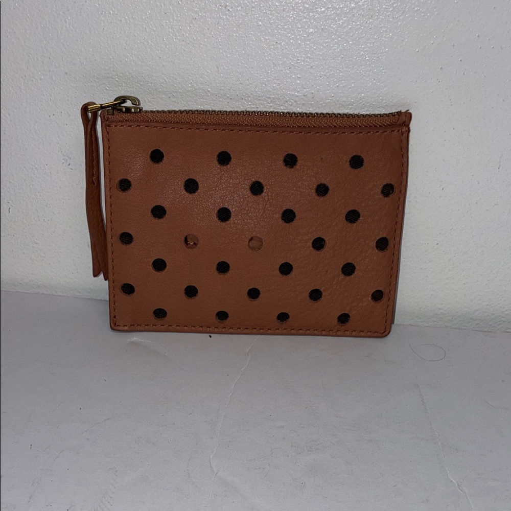 Madewell Tan Wallet with Black Dots